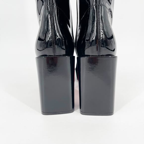 Christian Louboutin Alleo 90 Black Patent Leather Knee High Block Heel Boots 42 - Picture 8 of 11